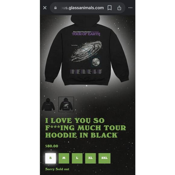 GLASS ANIMALS I Love You So F***ing Much 2024 Tour Hoodie Size S New w/o Tag - Picture 3 of 7